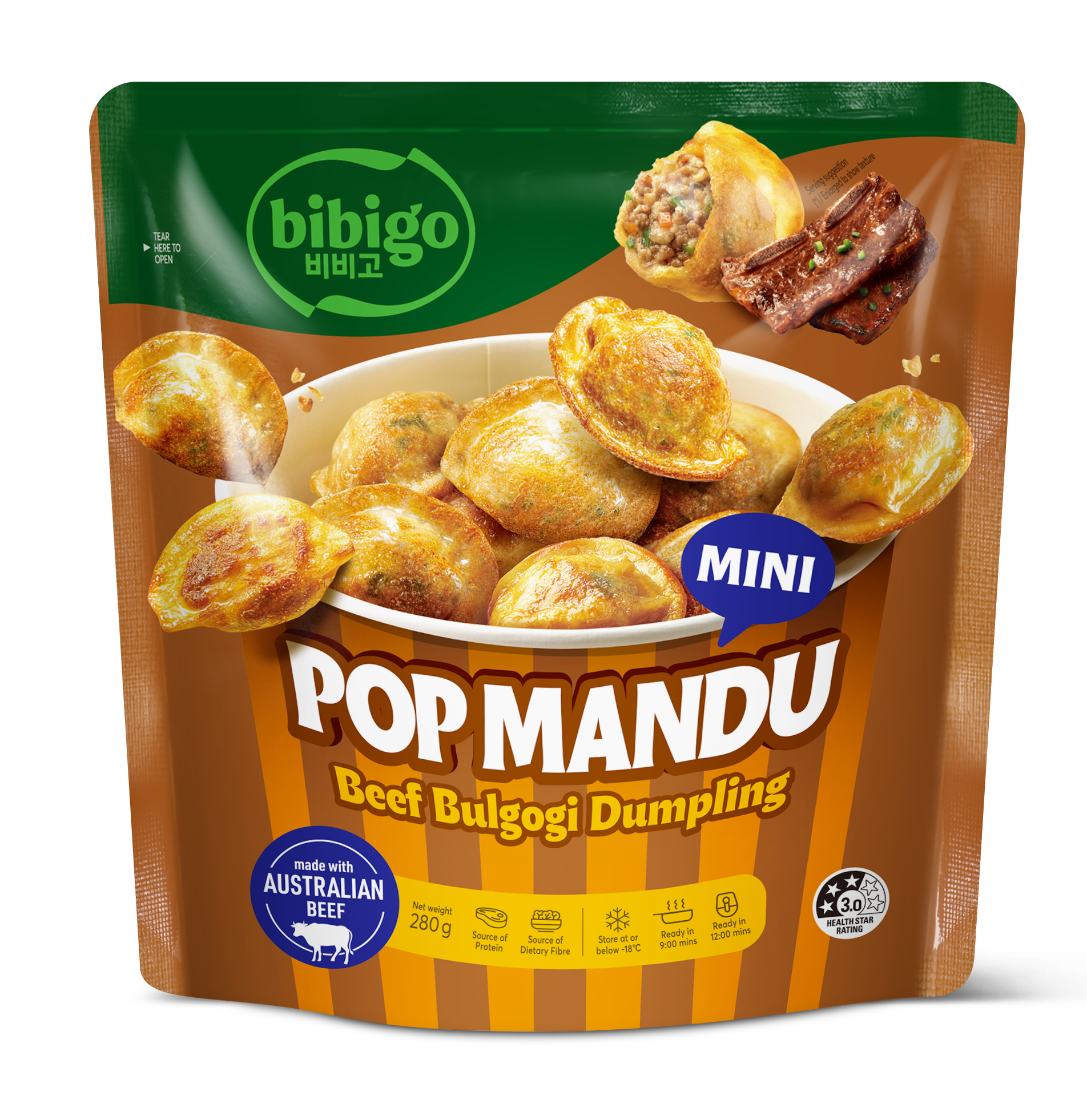bibigo Mini Pop Mandu Bulgogi Beef 280g